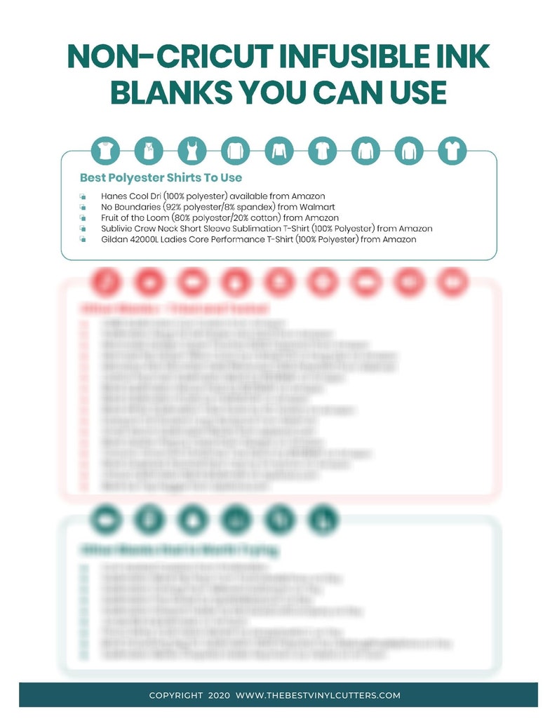 Printable Cheat Sheets for Non Cricut Infusible Ink Blanks You Can Use