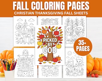 Printable Christian Fall Thanksgiving Coloring Pages for Kids, Autumn Religious Activities, Jesus Cross, Prayers, Bible, Sunday School