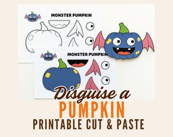 Disguise a Pumpkin as a Monster, Monster Pumpkin Disguise, Pumpkin in Disguise Project, Halloween Craft for Kids, Halloween Cut & Paste