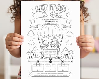 Let It Go to God Worksheet | Anxiety & Worry Christian Printable | Bible Lesson | Faith Activity | Sunday School And Church Craft