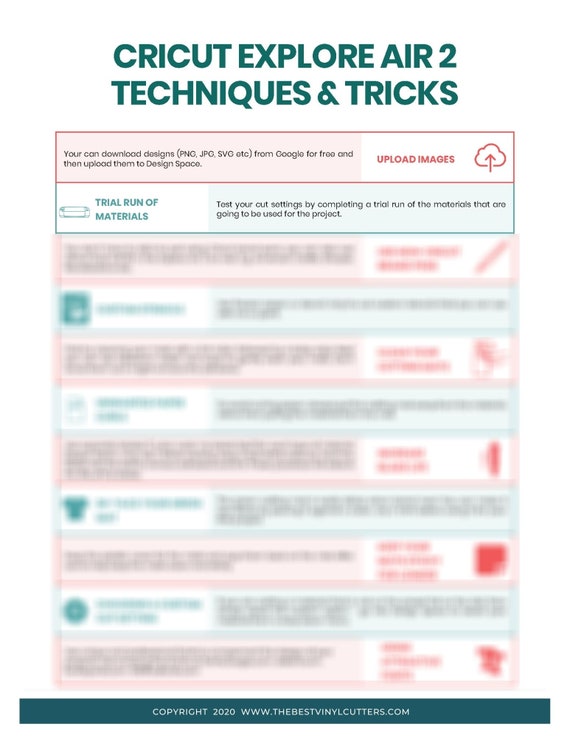 Printable Cheat Sheets for Cricut Explore Air Techniques