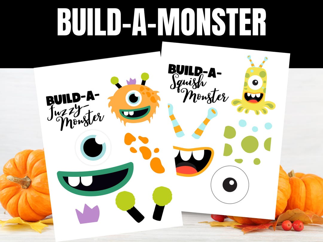 Printable Not-scary Build a Monster Cut & Paste Activity for Kids, DIY ...