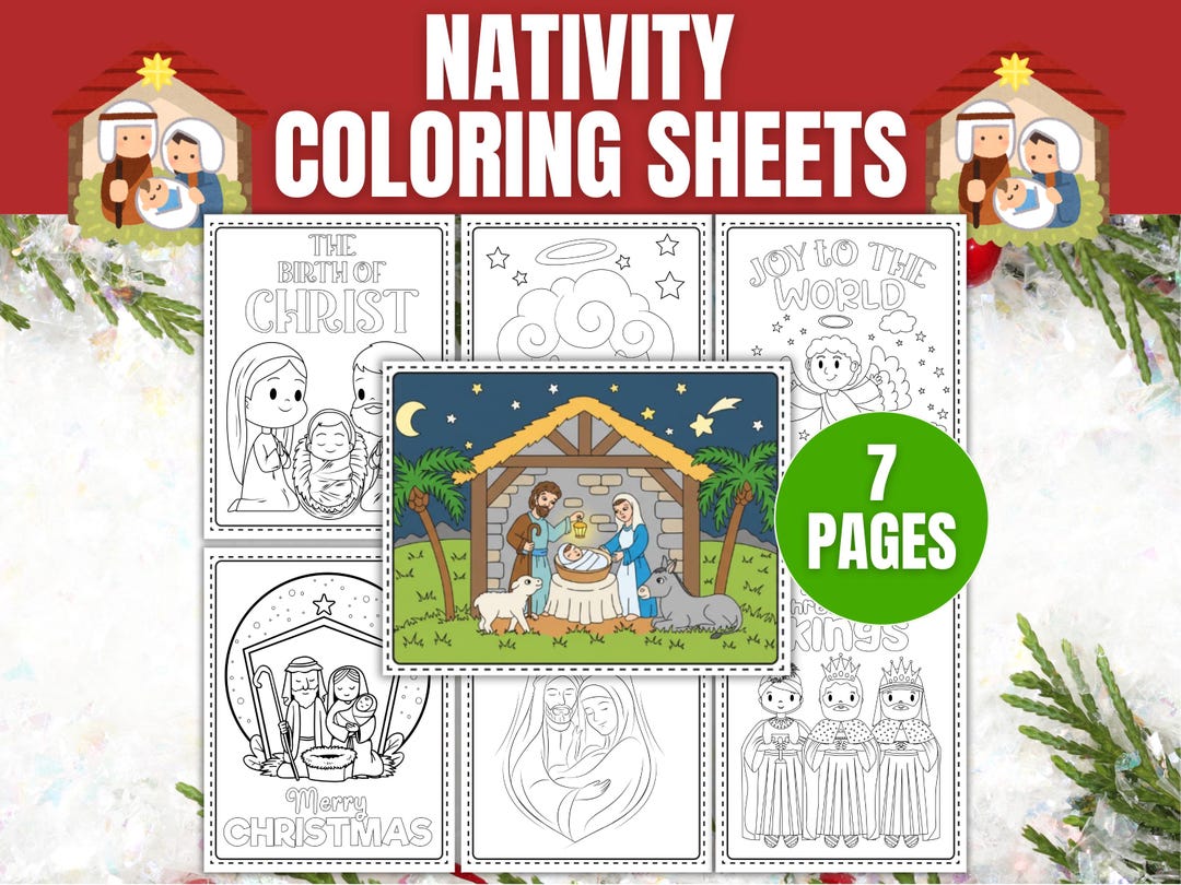 Christmas Nativity Coloring Pages for Kids, Jesus Birth Bible Story ...