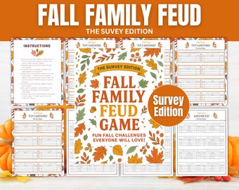 Fall Family Feud Game - Printable Autumn Survey Edition for Kids & Adults | Fall Party, Thanksgiving, Classroom, Family Game Night