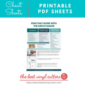 Printable Cheat Sheets Pens that work with Cricut Maker - Beginners Guide PDF Instant Download