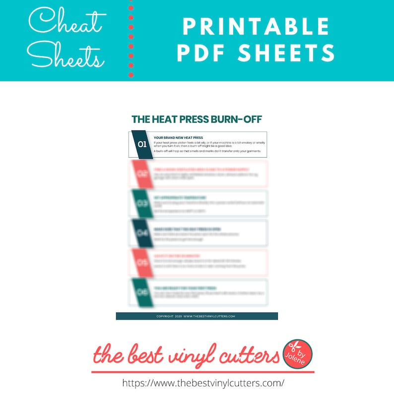printable cheat sheets for heat press burn off beginners etsy