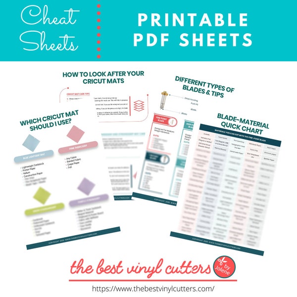 Printable Cheat Sheets for Cricut Tools & Accessories - Beginners Guide PDF Instant Download