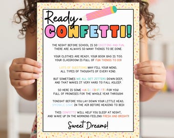 Back to School Magic Ready Confetti Poem | First Day of School Printable | Kids Back to School Gift | Kids School Teacher Worksheet Gift