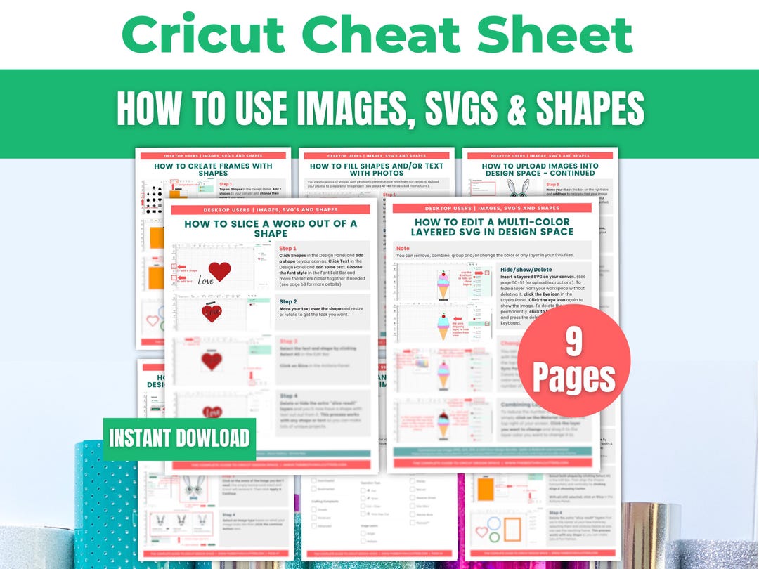 Cricut Design Space Beginners Cheat Sheet Bundle: How to Use Images ...