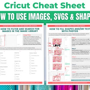Cricut Design Space Beginners Cheat Sheet Bundle: How to Use Images, SVGS, Shapes on CDS - Tutorial for Maker, Explore or Joy Machines image 2