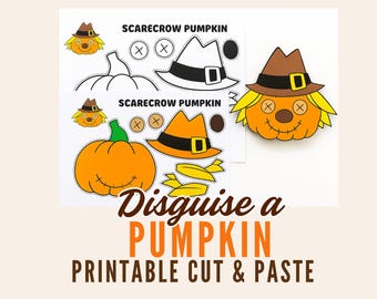 Disguise a Pumpkin as Scarecrow, Scarecrow Pumpkin Disguise, Pumpkin in Disguise Project, Halloween Craft for Kids, Halloween Kids Activity