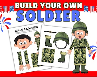 Build Your Own Soldier Cut & Paste Craft | Memorial Day | Veterans Day | Armed Forces Day | Patriotic Kids Activity for School Classrooms