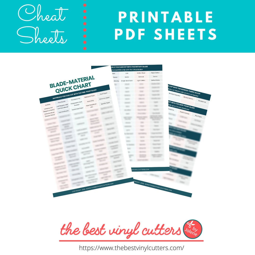 Printable Cheat Sheets for the Cricut Blades and All the Materials They Can Cut Beginners Guide
