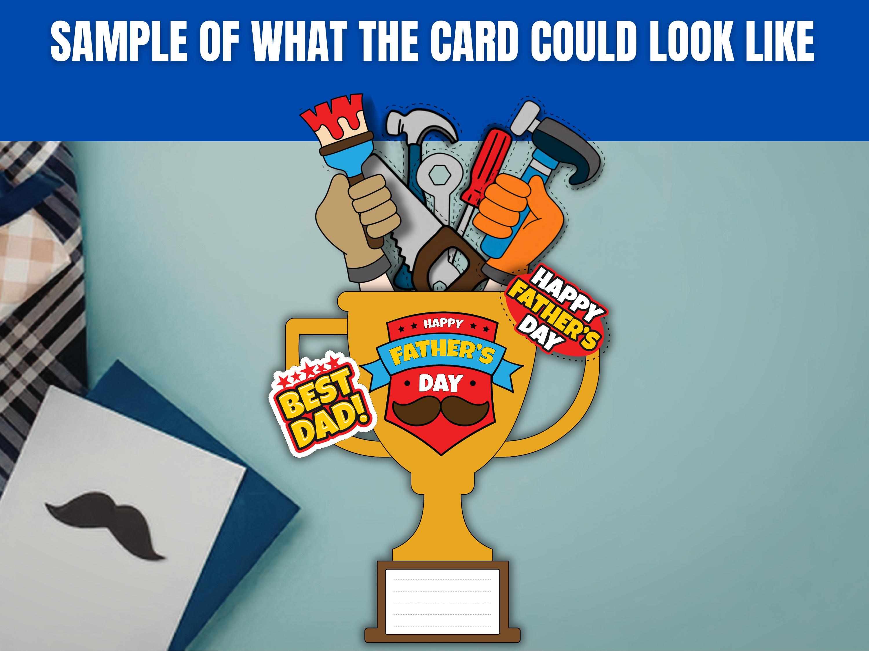 Father's Day Trophy Card Craft | Printable Toolbox Trophy | Dad Card ...
