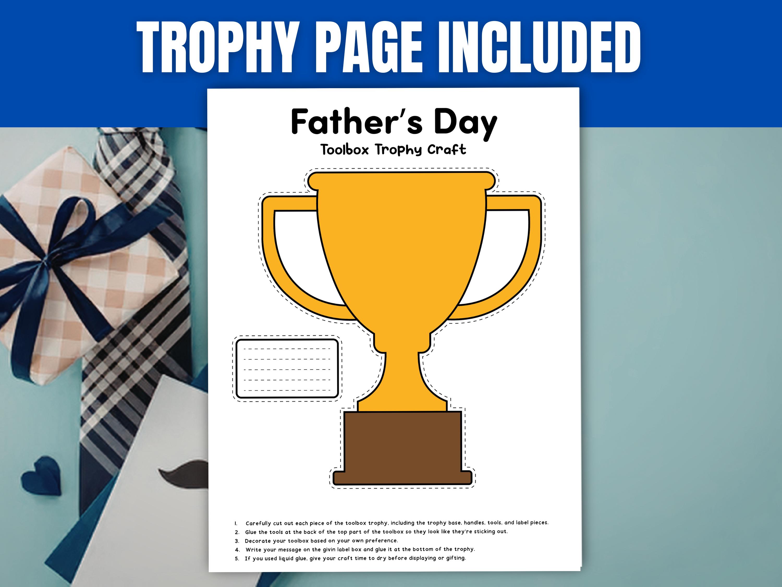 Father's Day Trophy Card Craft | Printable Toolbox Trophy | Dad Card ...