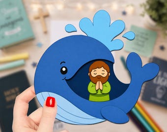 Jonah and the Big Fish Cut & Paste Craft | Bible Story Activity | Sunday School Craft | Christian Kids Craft | Religious Activity for Kids