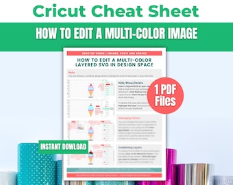 Cricut Design Space Beginners Cheat Sheet: How to Edit Multi-Colored Layered Images SVG Files - Tutorial for Maker, Explore or Joy Machines