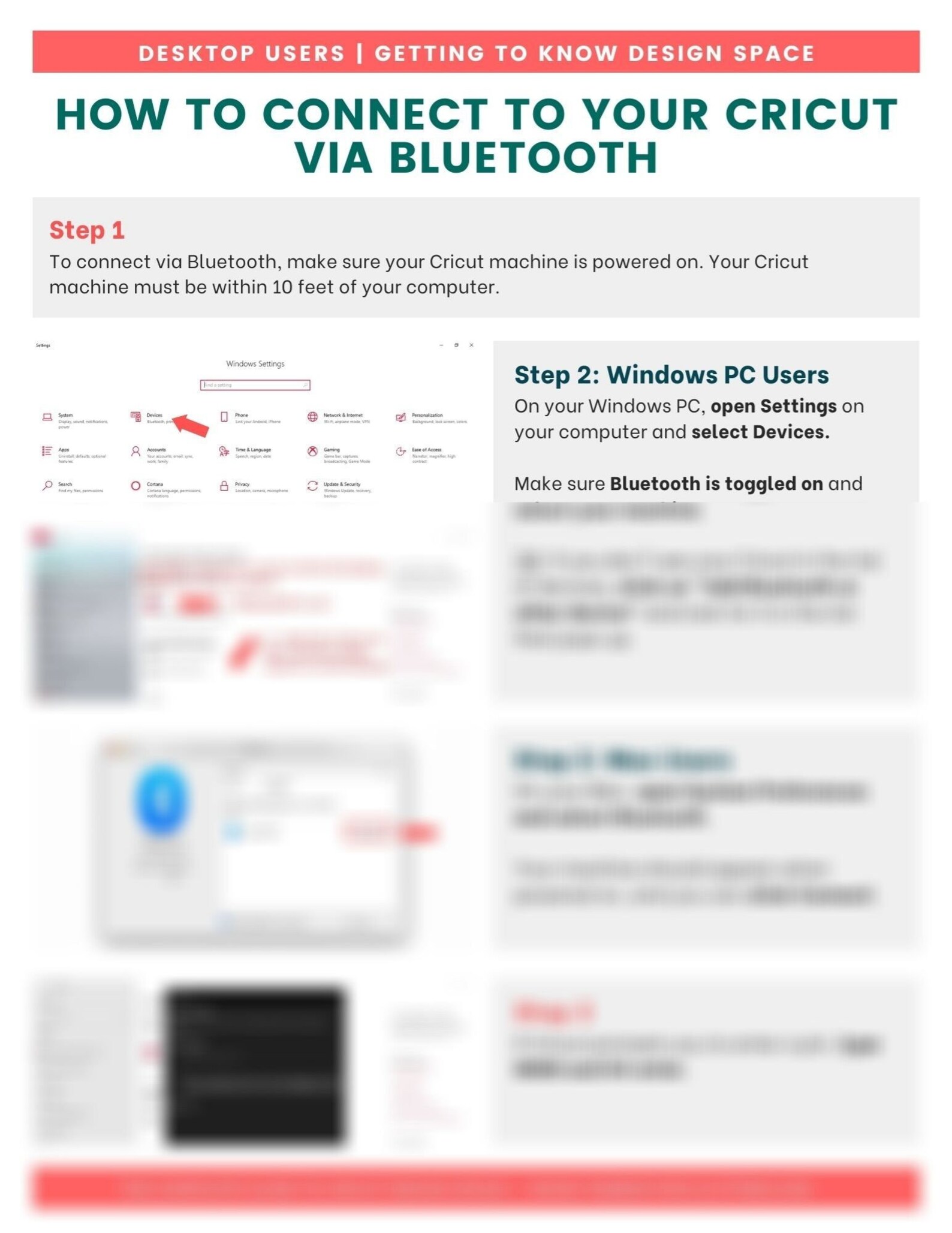 How to Connect Cricut Machine via Bluetooth Tutorial Sheet for Etsy