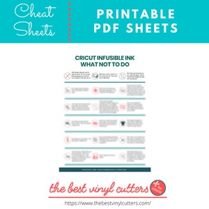 Printable Cheat Sheets for What Not To Do when Using Cricut Infusible Ink Transfer Sheets - Beginners Guide PDF Instant Download