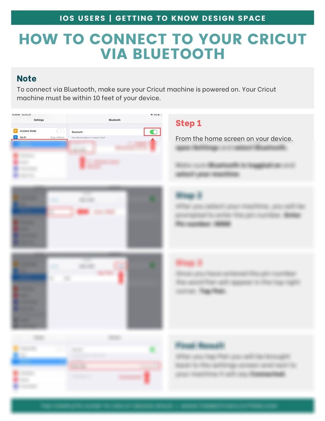 How to Connect Cricut Machine via Bluetooth Tutorial Sheet for Etsy