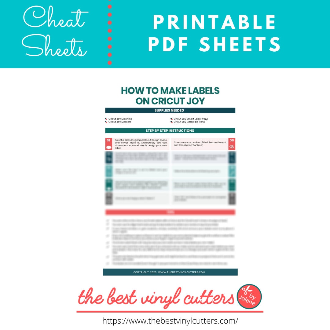 Printable Cheat Sheets for Cricut Joy on How to Make Labels