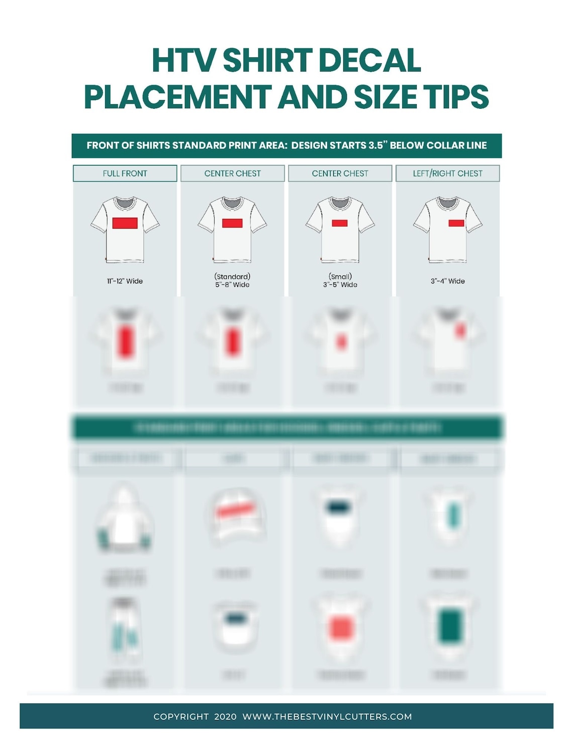 Placement Cheat Sheet Htv Sizing Chart