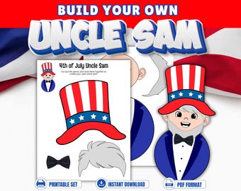 Build Uncle Sam Cut & Paste Craft | 4th of July Kids Craft | Patriotic Activity | Memorial Day | Preschool Kindergarten and Older Kids