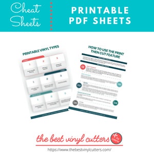 Printable Cheat Sheets for Printable Vinyl - Beginners Guide PDF Instant Download