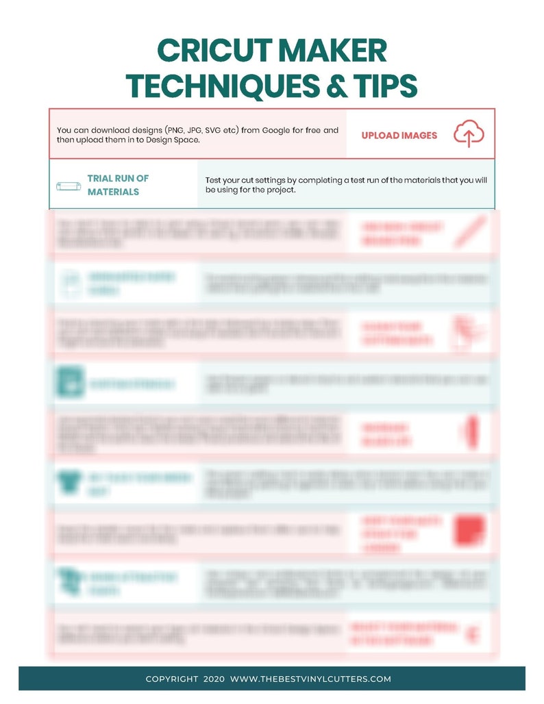 Printable Cheat Sheets for Cricut Maker Beginners Guide PDF Instant Download image 3