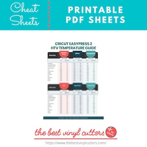 printable cheat sheets for easypress2 heat temperature etsy australia
