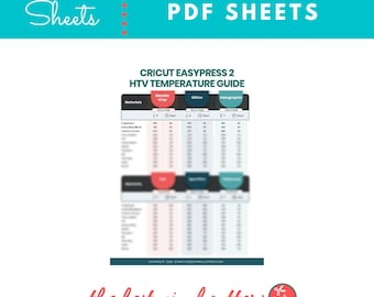 printable cheat sheets for easypress2 heat temperature etsy india