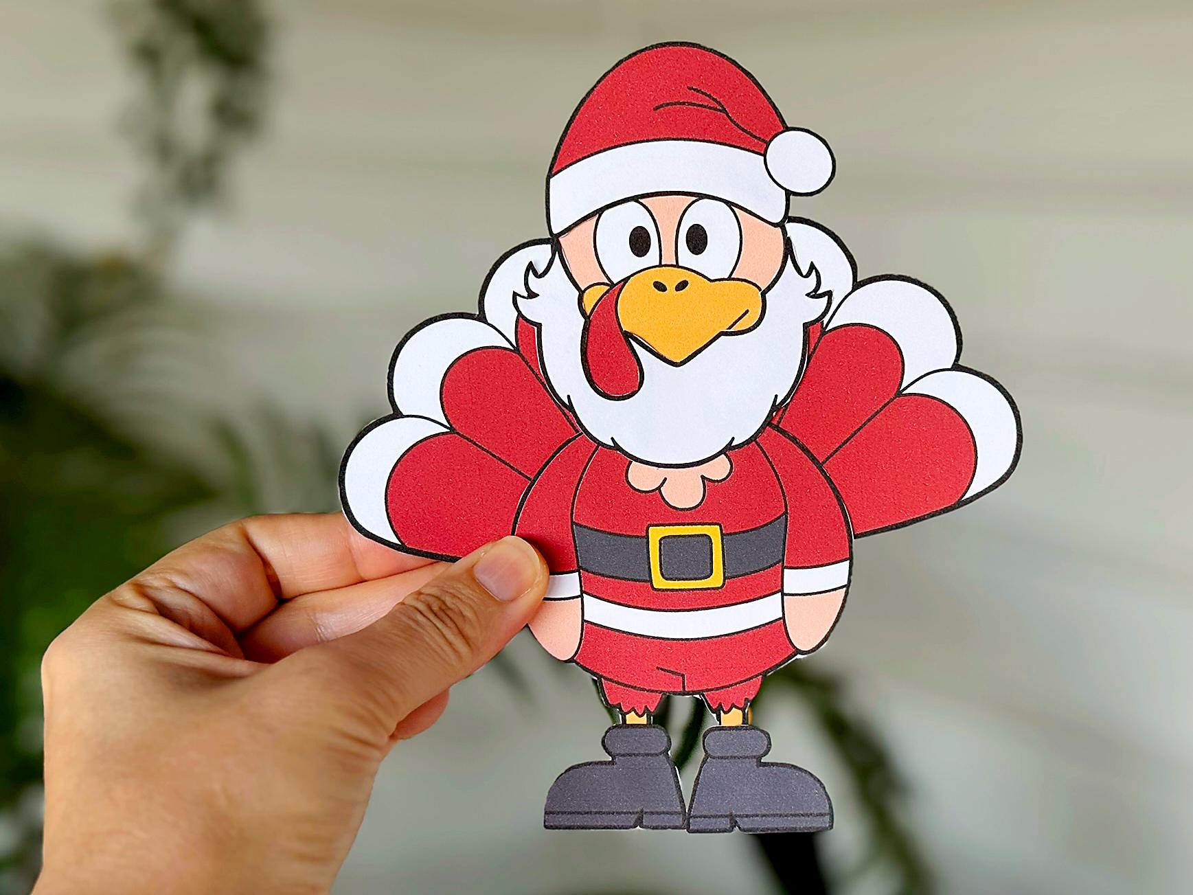 Disguise a Turkey as a Santa Kids Craft | Printable Paper Thanksgiving ...
