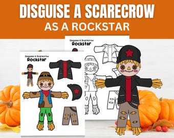 Disguise a Scarecrow as a Rockstar Kids Craft | Fall Farm Home & Classroom School Activity | Printable Halloween Project for Preschool