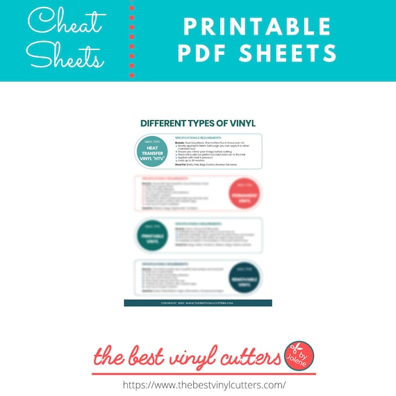 printable cheat sheets for the different types of vinyl etsy