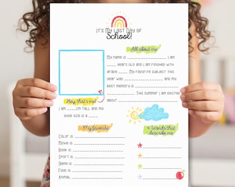 Last Day of School Interview Worksheet | End of Year Printable | School Memory Keepsake | Kindergarten–Grade 6