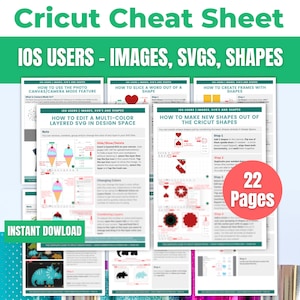 Tutoriales imprimibles de Cricut Design Space para iOS sobre imágenes, SVG y fuentes / Consejos y trucos para principiantes de Cricut Explore, Maker y Joy
