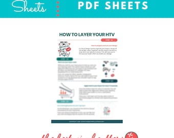 Printable Cheat Sheets for How To Layer Heat Transfer Vinyl - Beginners Guide PDF Instant Download