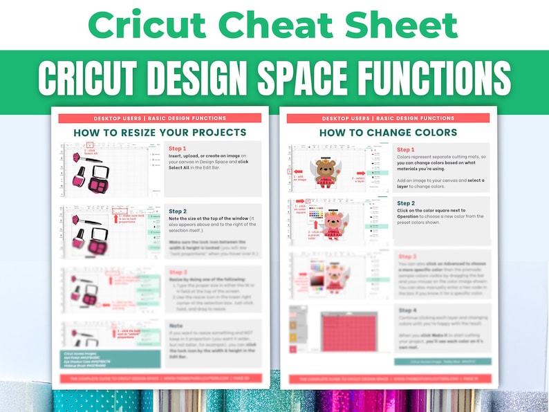 Cricut Design Space Beginners Cheat Sheet Bundle: How to Use Basic Functions (Size, Color etc.) on CDS - Tutorial for Maker, Explore or Joy image 4