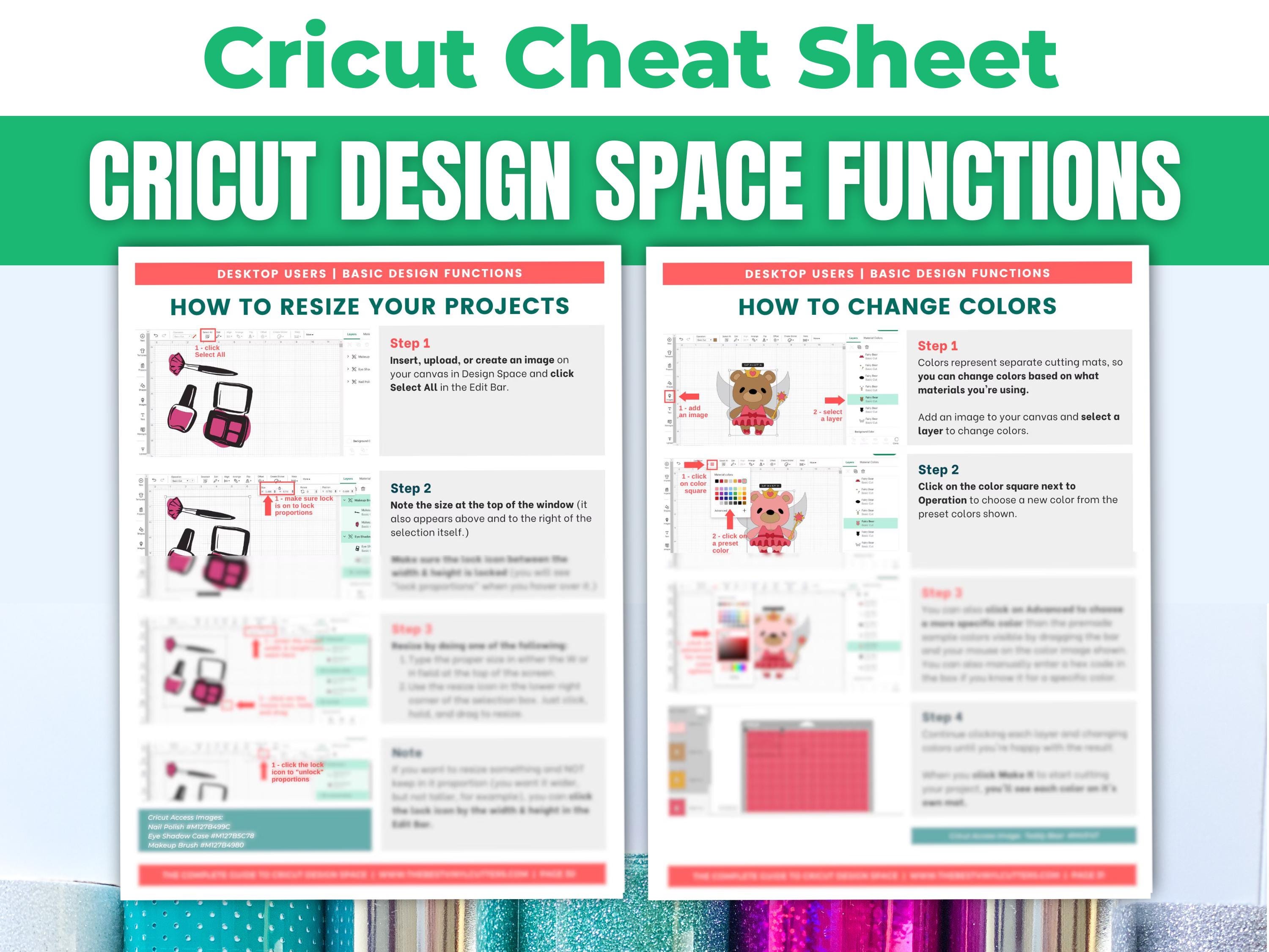 Cricut Design Space Beginners Cheat Sheet Bundle: How to Use Basic ...