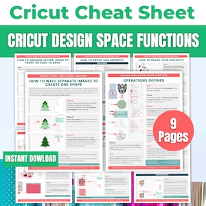 Cricut Design Space-spiekbriefbundel voor beginners: hoe je basisfuncties (grootte, kleur, enz.) op cd's gebruikt: zelfstudie voor Maker, Explore of Joy