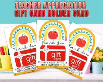 Teacher Appreciation Gift Card Holder | Printable Teacher Thank You Card | Teacher Appreciation Week School Gift from Kids