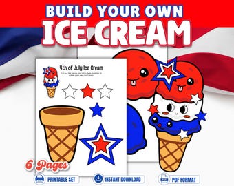 Build a 4th of July Ice Cream Cut & Paste Craft | Patriotic Kids Craft | Independence Day Activity | Summer Party
