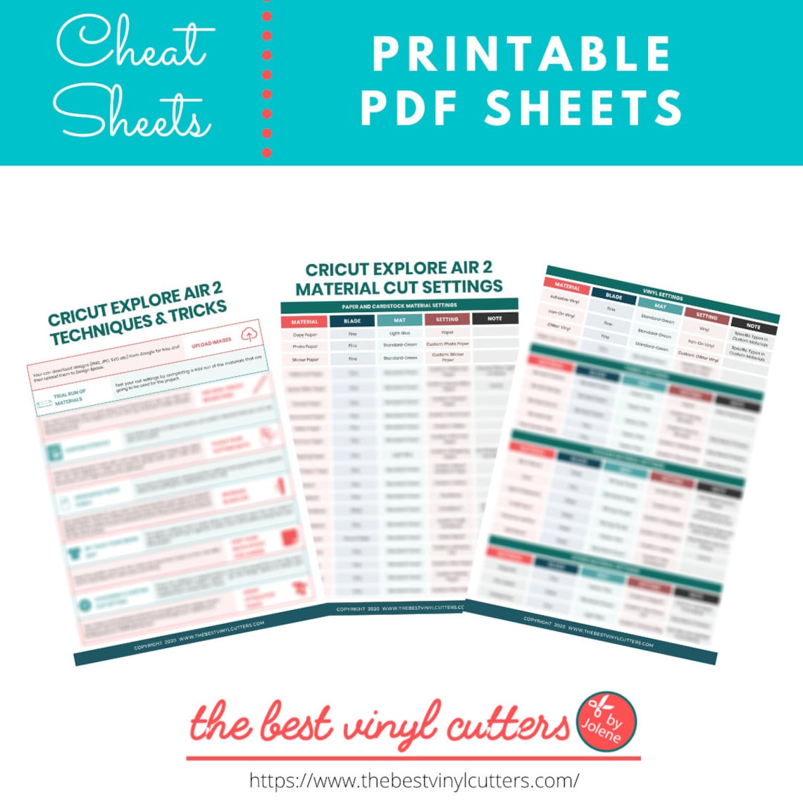 Printable Cheat Sheets for Cricut Explore Air 2 Beginners Etsy