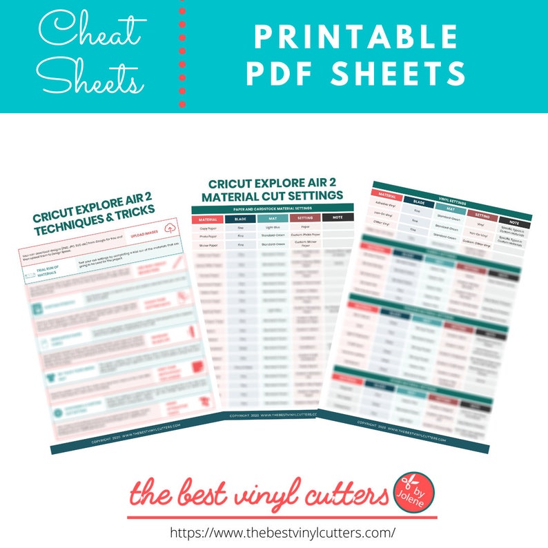 Free Printable Cricut Cheat Sheets