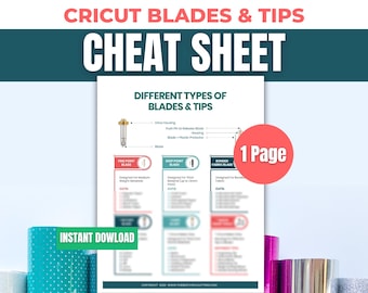 Printable Cricut Cheat Sheet PDF | Cricut Maker and Explore Blades Tips Guide for Beginners | Instant Download