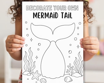 Decorate Your Own Mermaid Tail | Printable Colouring Page | Mermaid Party Activity | Summer Kids Craft | Ocean Theme