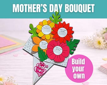 Mother's Day Bouquet Craft for Kids | Build Your Own Flower Bouquet | Cut & Paste | Printable Mother's Day Gift