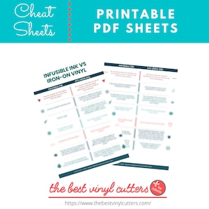 Printable Cheat Sheets for Infusible Ink vs Iron On Vinyl - Beginners Guide PDF Instant Download