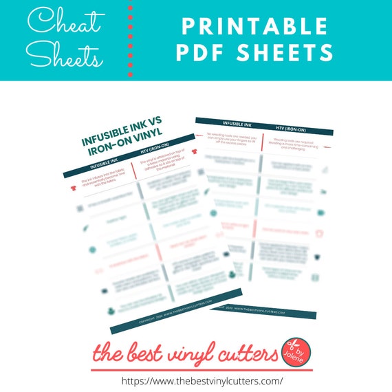 printable cheat sheets for infusible ink vs iron on vinyl