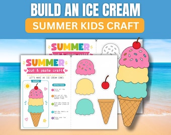 Build an Ice Cream Cone Cut & Paste Craft | Printable Summer Kids Craft | Ice Cream Party Activity | Summer Vacation Classroom